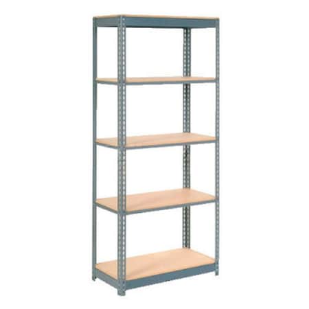 Global Industrial Heavy Duty Shelving 48W x 12D x 84H With 5 Shelves, Wood Deck, Gray B2297445